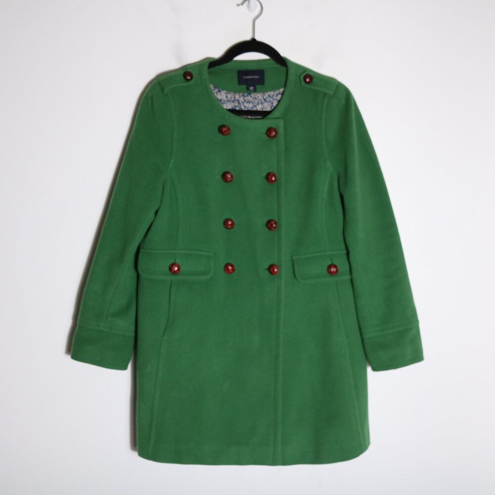 Lands' End Green Double-Breasted Pea Coat